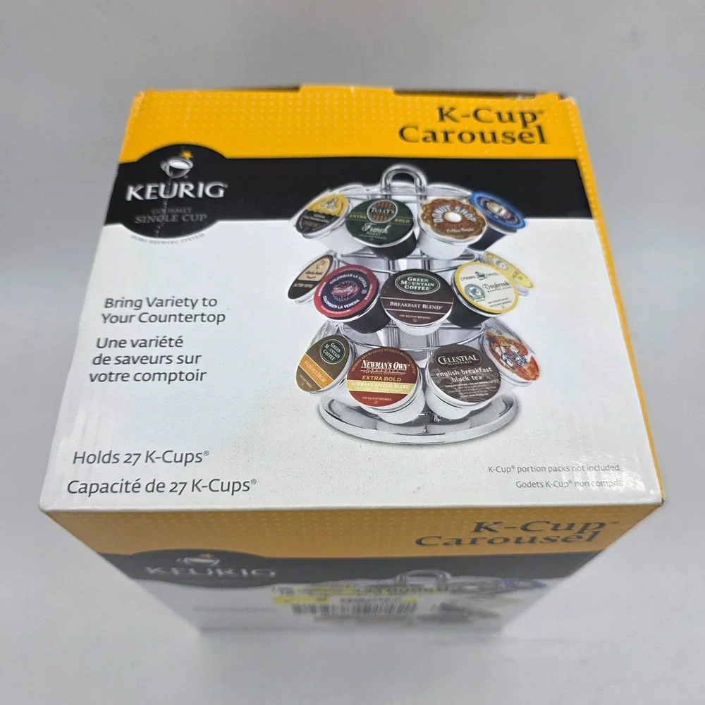 Keurig K-Cup Carousel Rotating Coffee Pod Holder Chrome 27 Capacity 5060 New